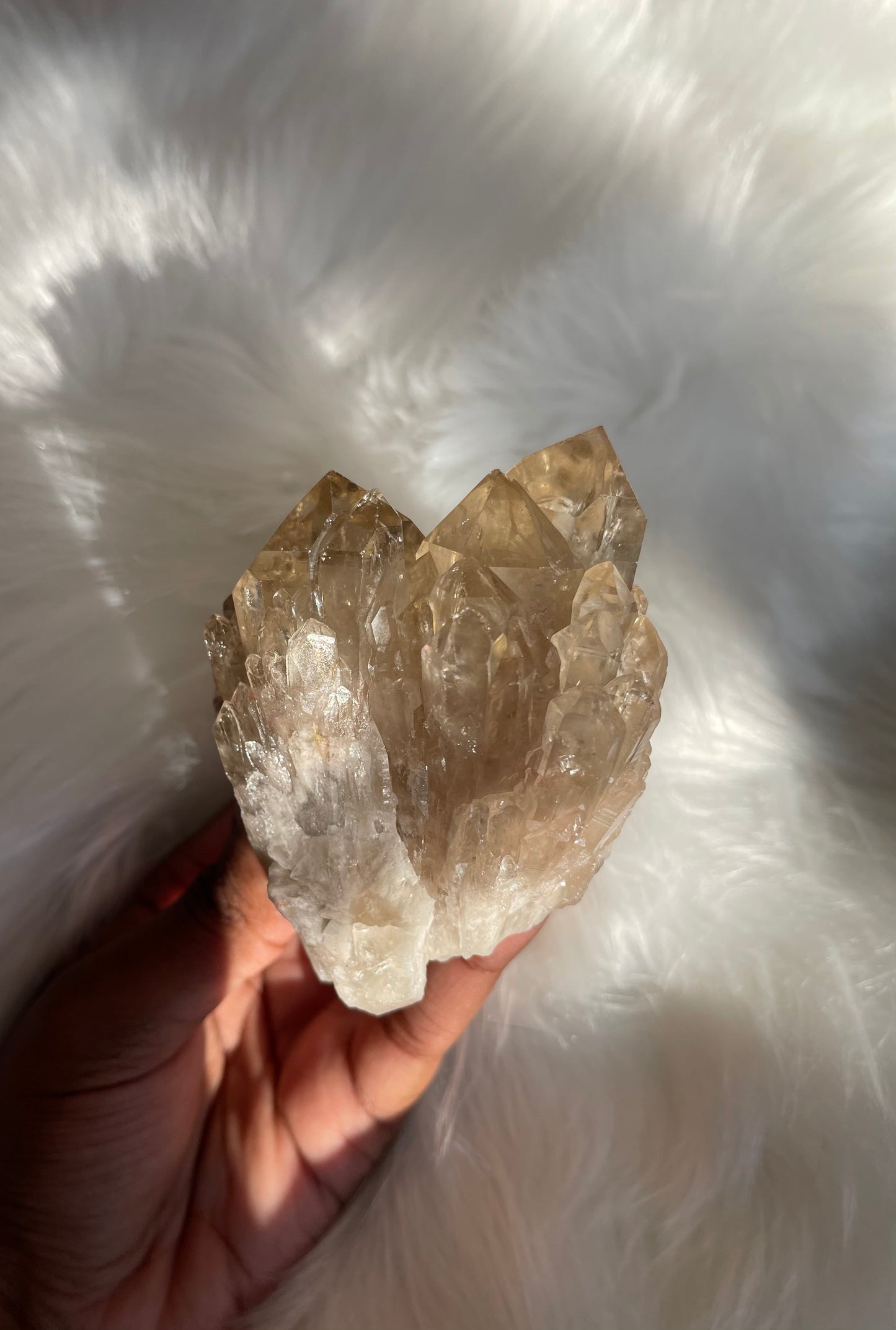 Natural cascading Citrine cluster