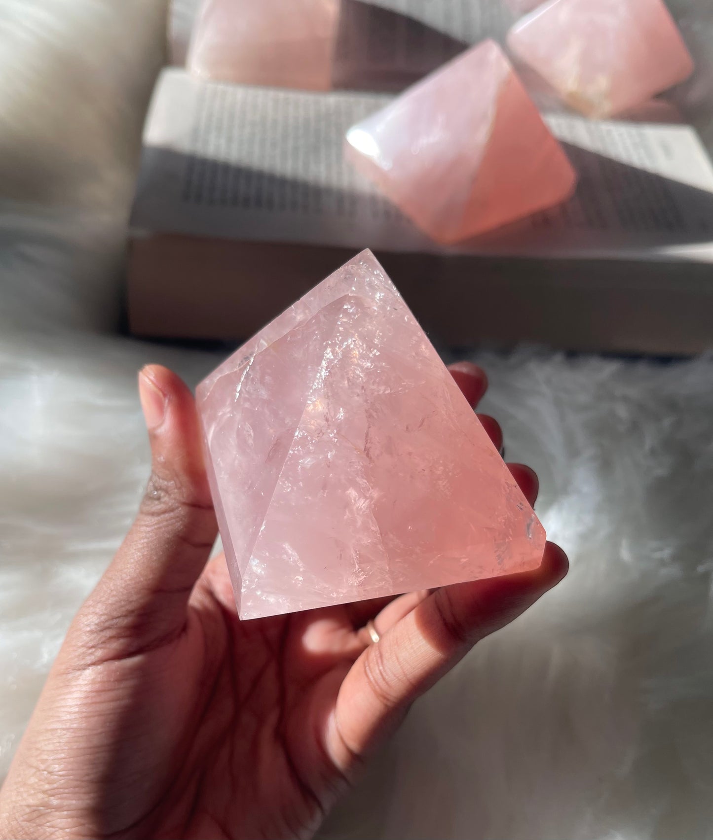 Rose Quartz pyramids (large)