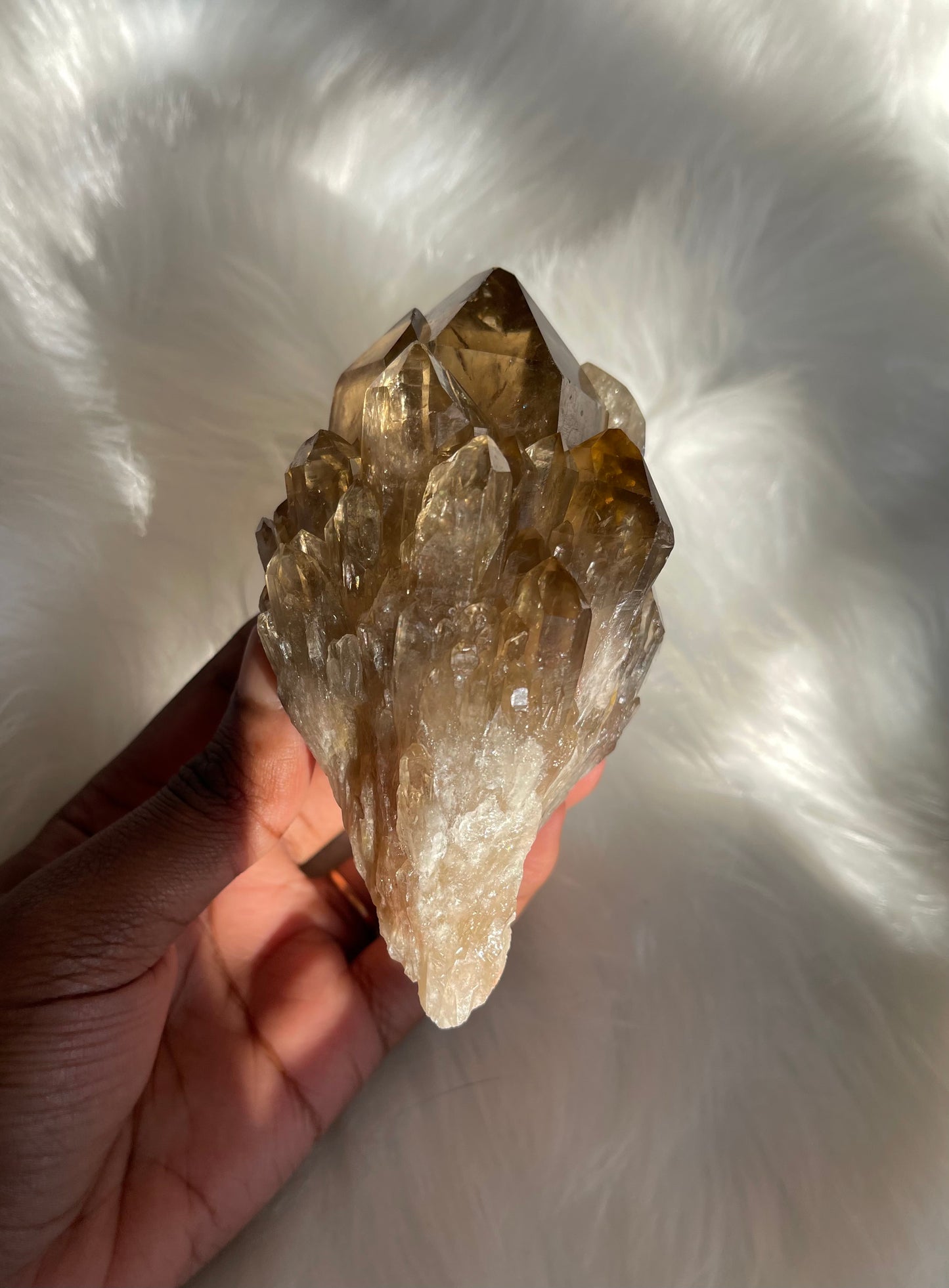 Natural cascading Citrine cluster