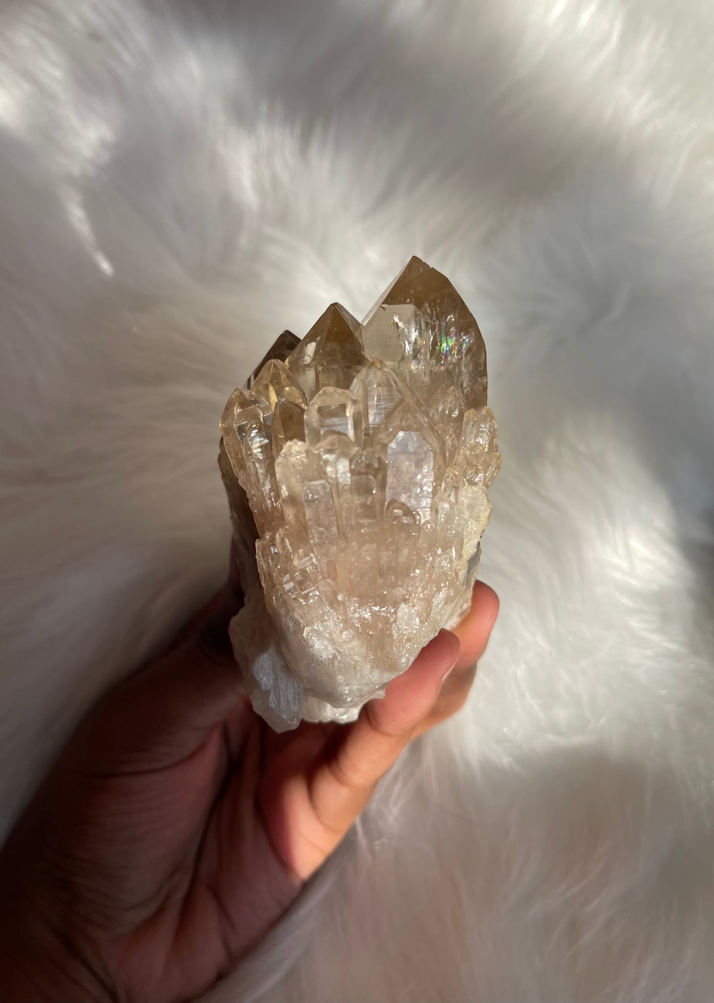 Natural cascading Citrine cluster