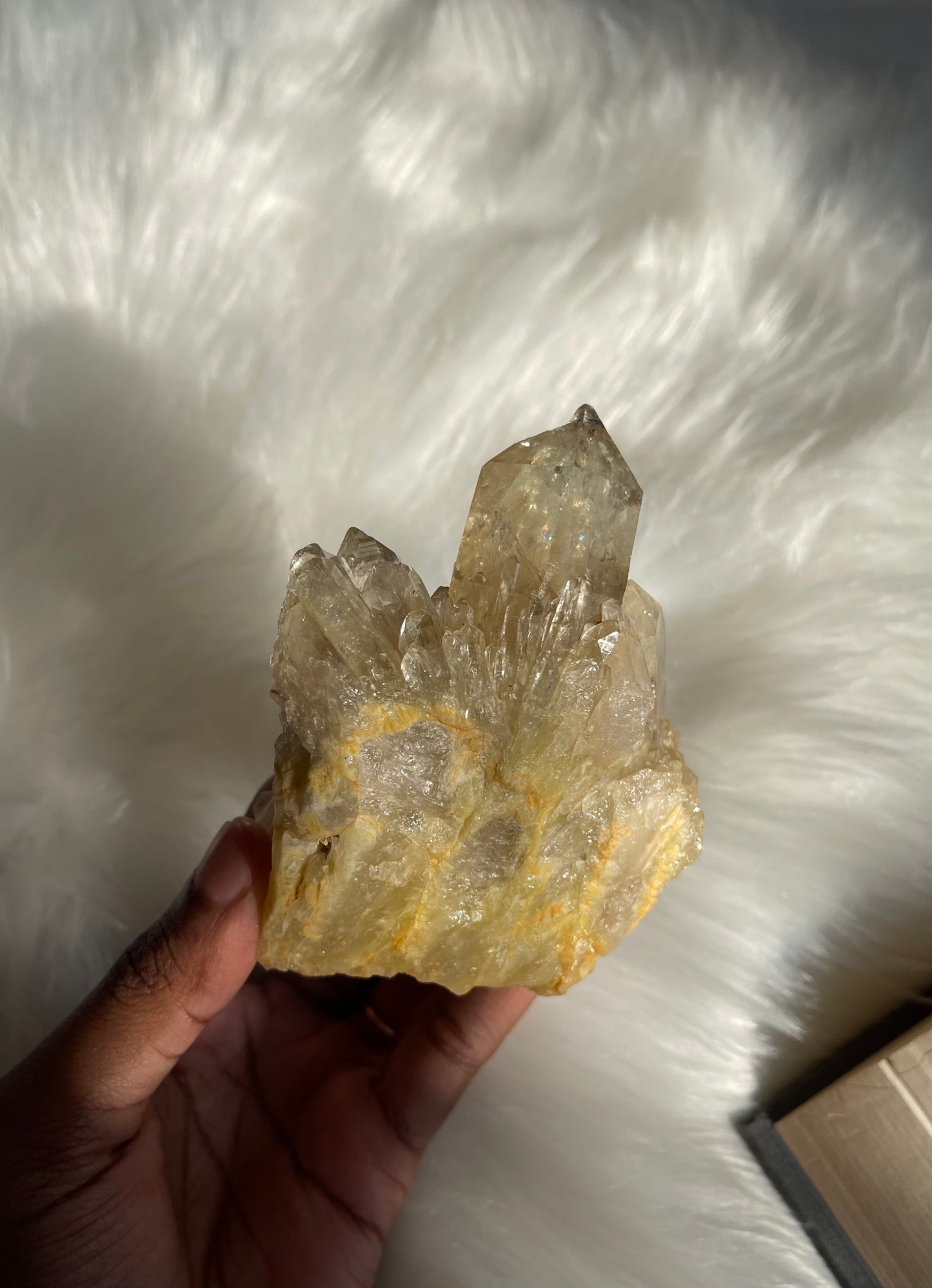 Natural cascading Citrine cluster