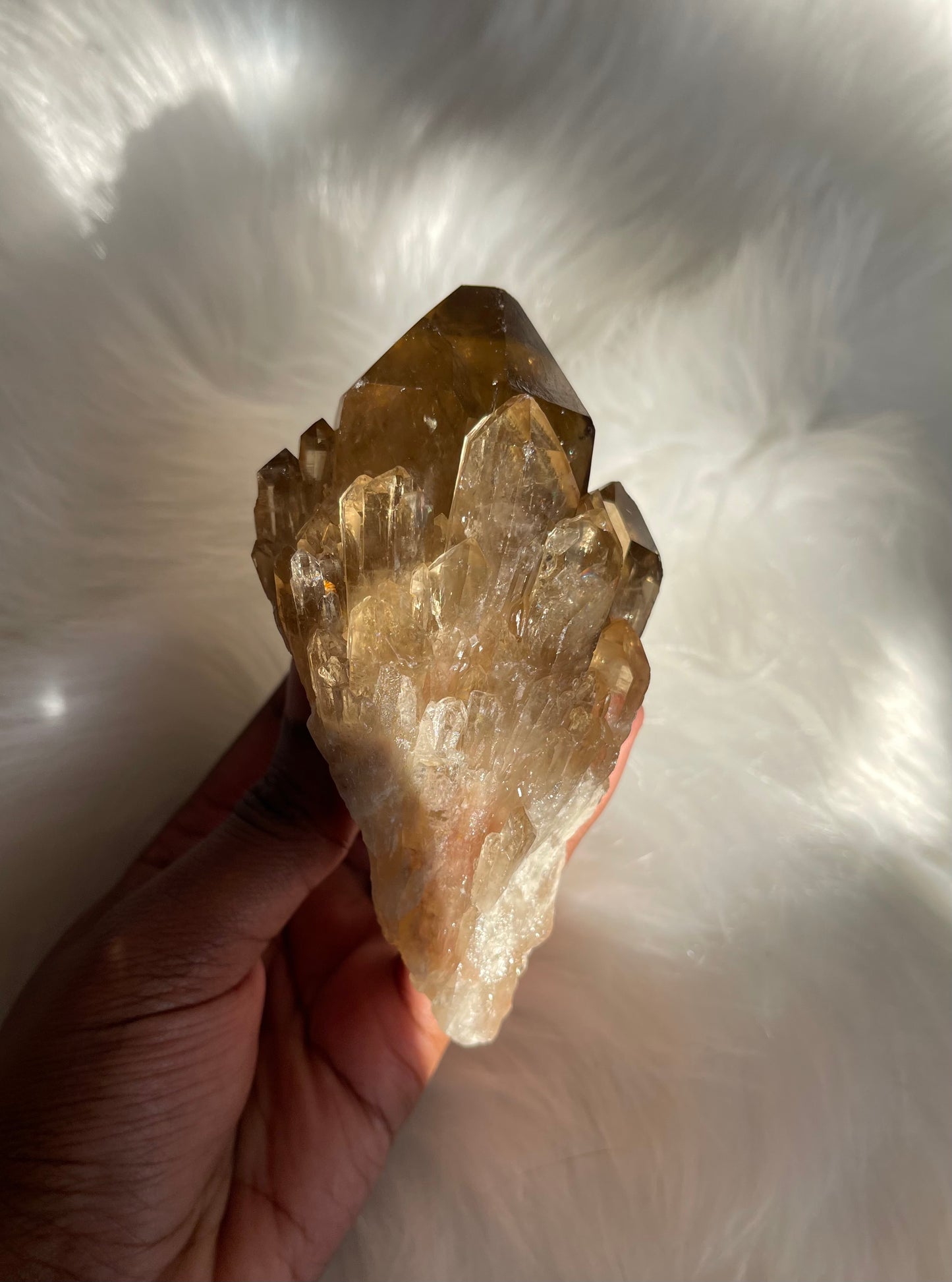 Natural cascading Citrine cluster