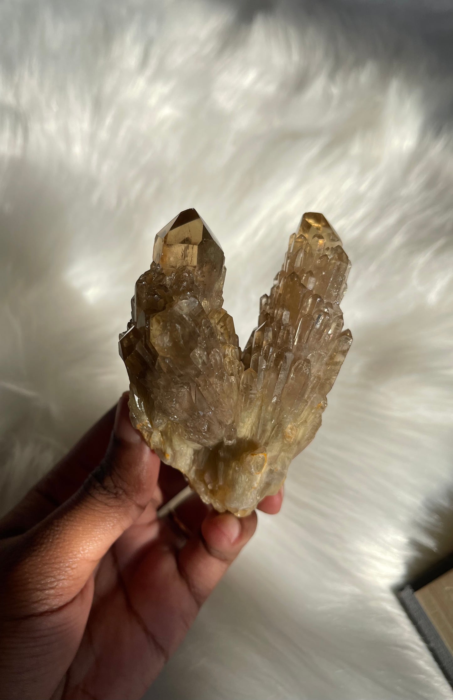 Natural cascading Citrine cluster