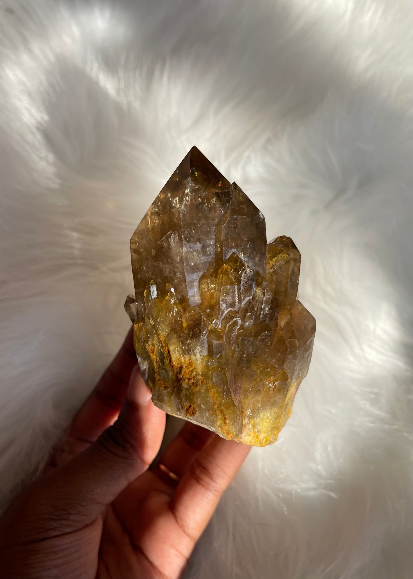 Natural cascading Citrine cluster
