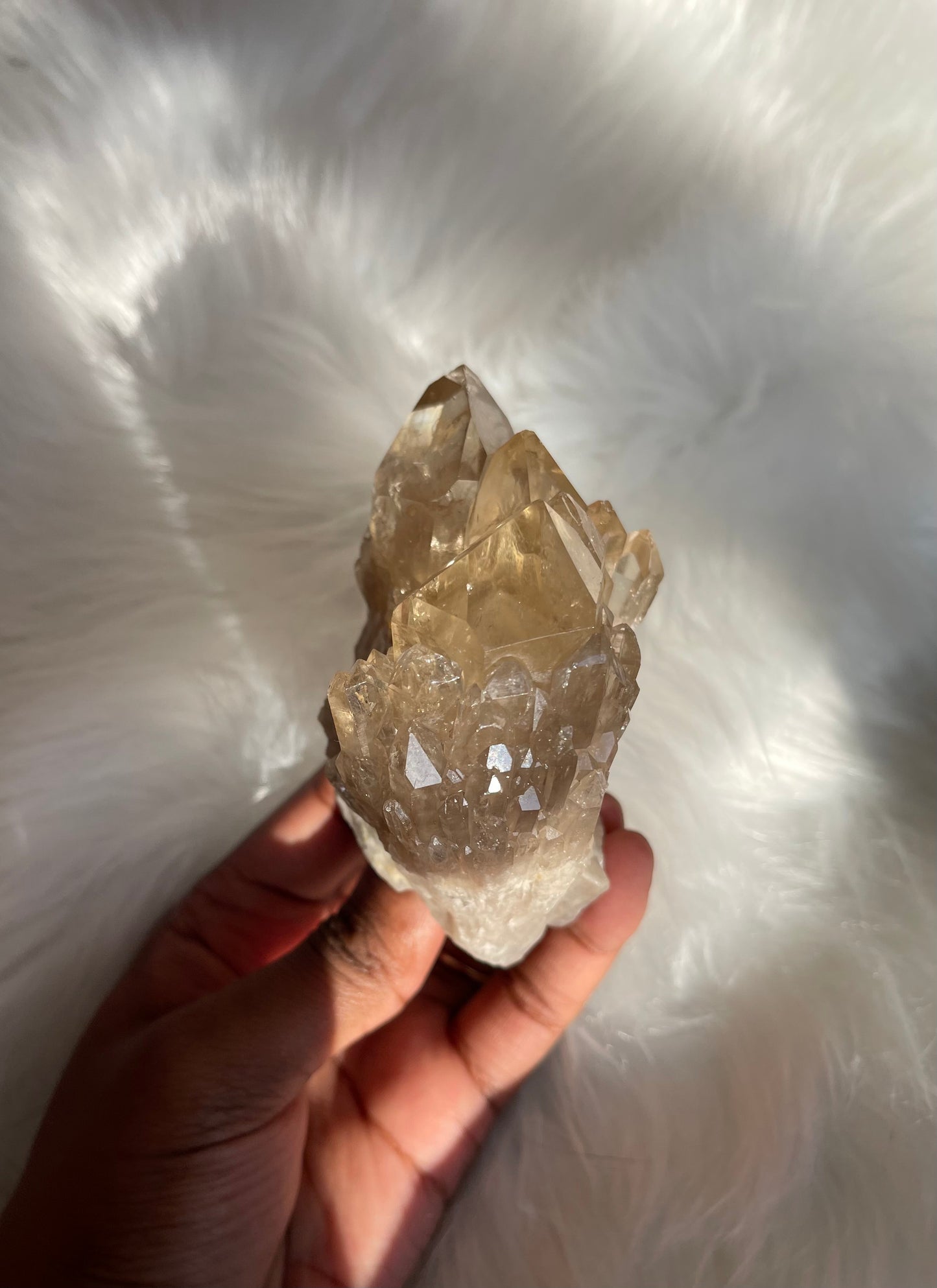 Natural cascading Citrine cluster