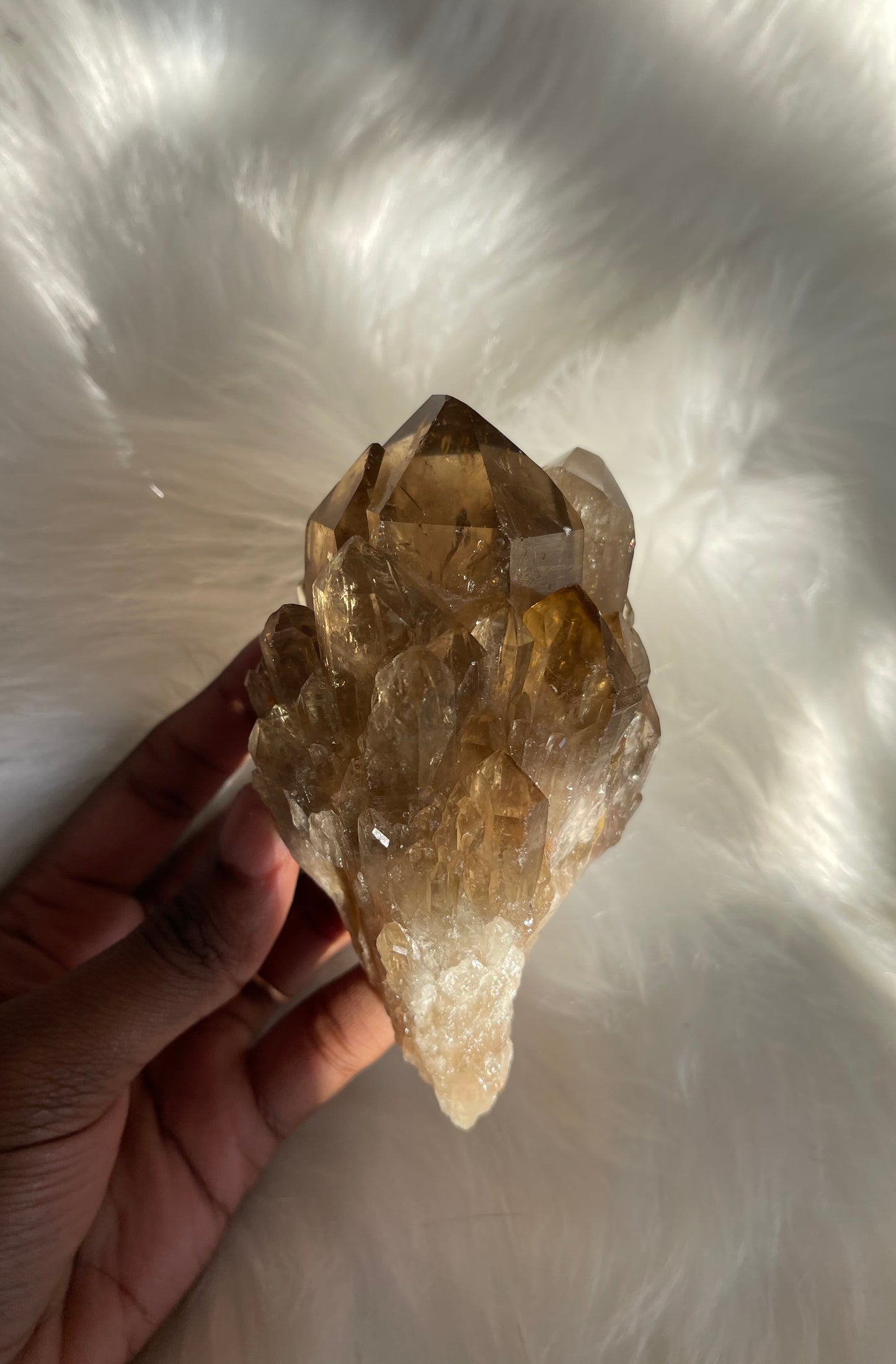 Natural cascading Citrine cluster