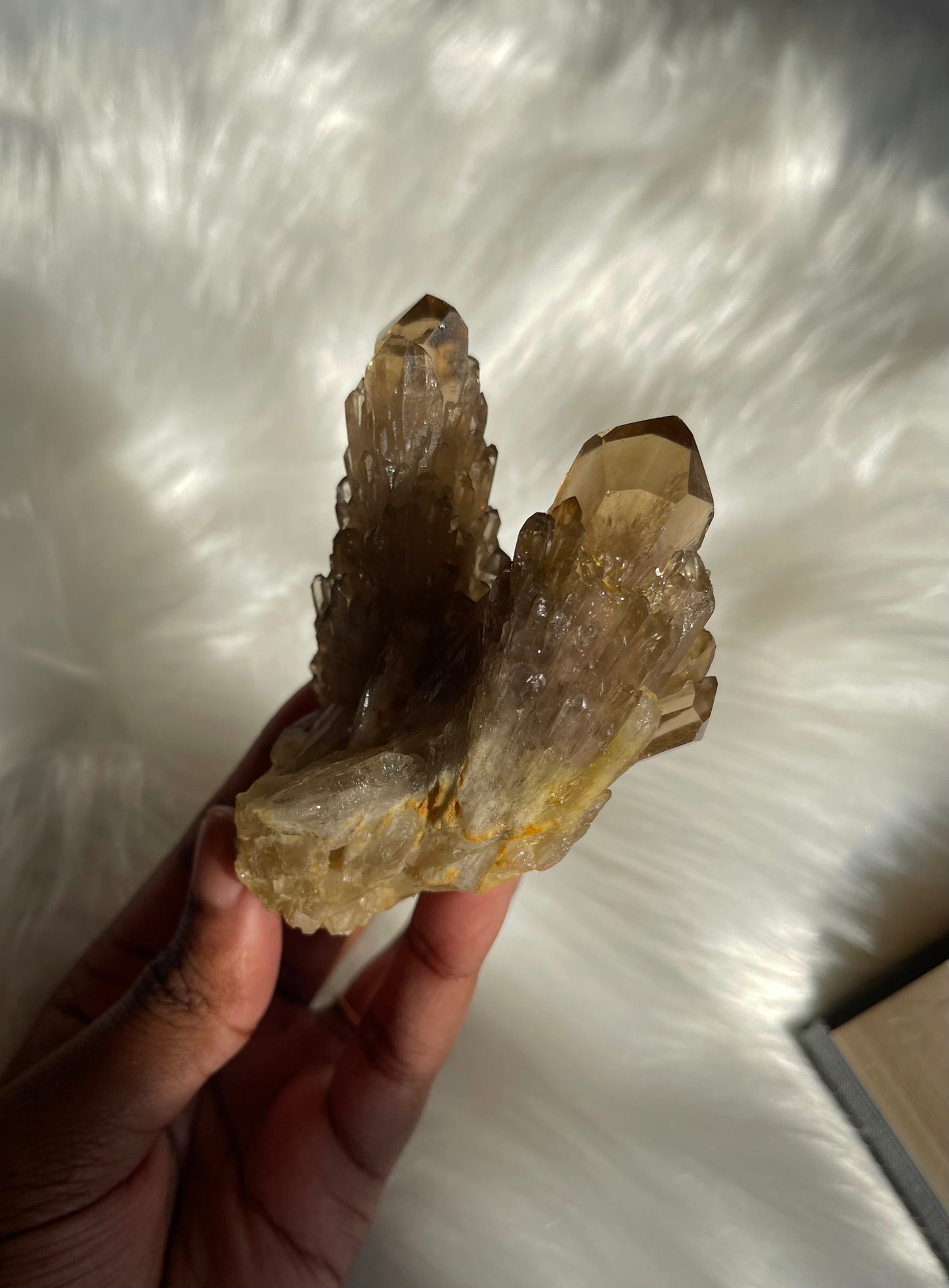 Natural cascading Citrine cluster