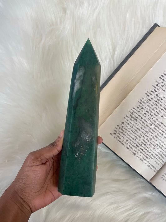 Swazi jade point with pyrite