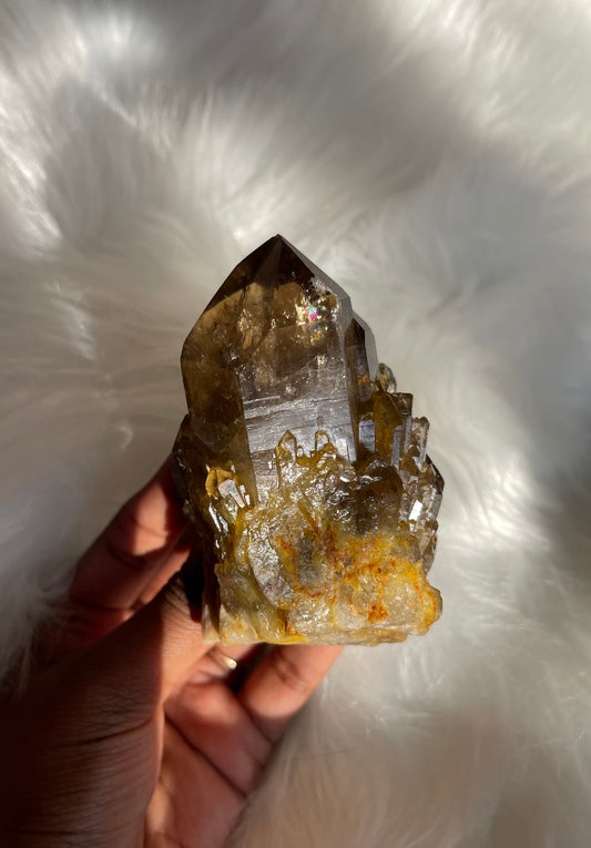 Natural cascading Citrine cluster