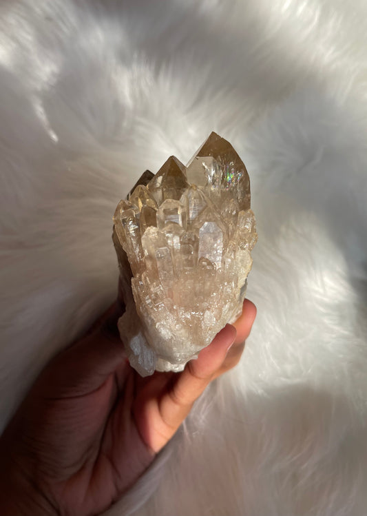 Natural cascading Citrine cluster