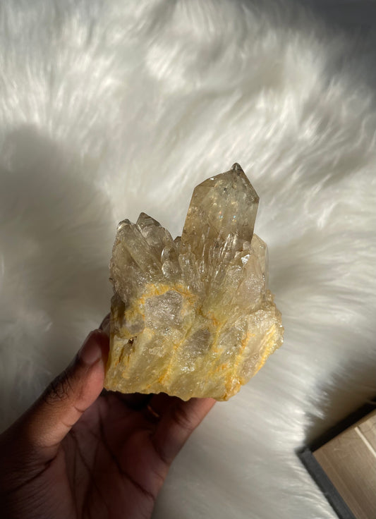 Natural cascading Citrine cluster