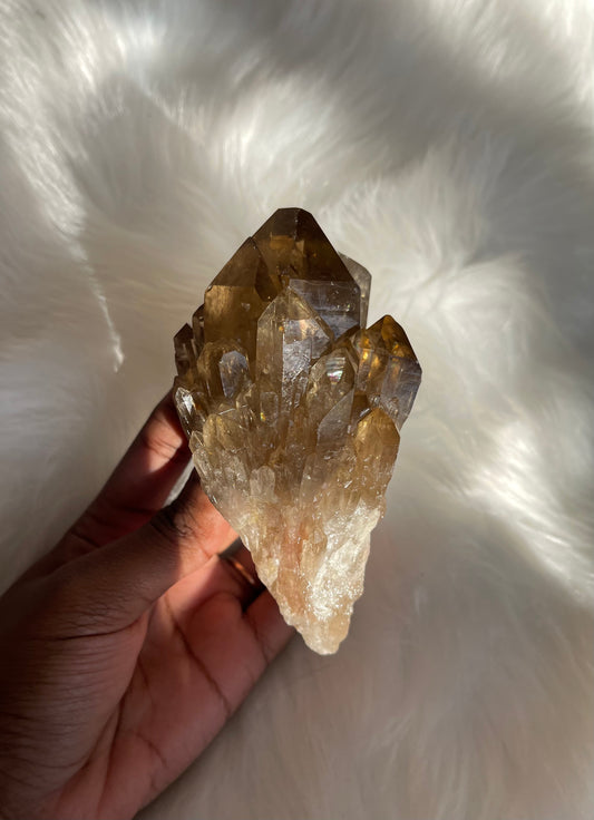 Natural cascading Citrine cluster