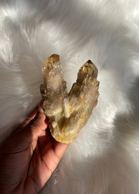 Natural cascading Citrine cluster