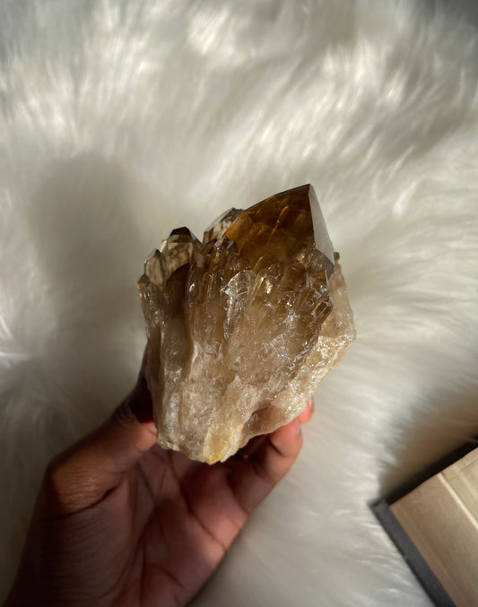 Natural cascading Citrine cluster