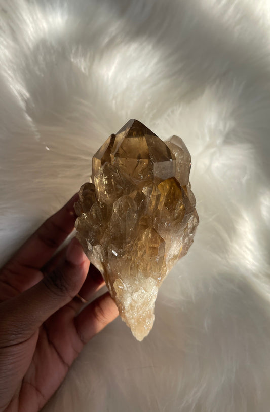 Natural cascading Citrine cluster