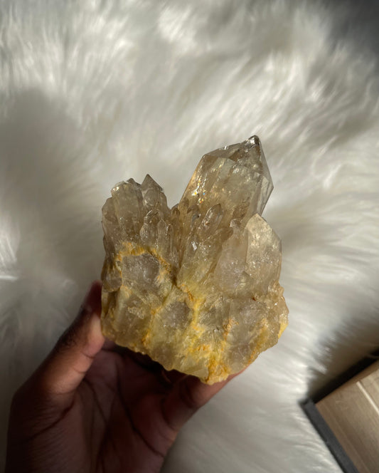 Natural cascading Citrine cluster